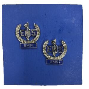 EMS EMT I in Wreath Silver Collar Pin Clutch NEW School Gift